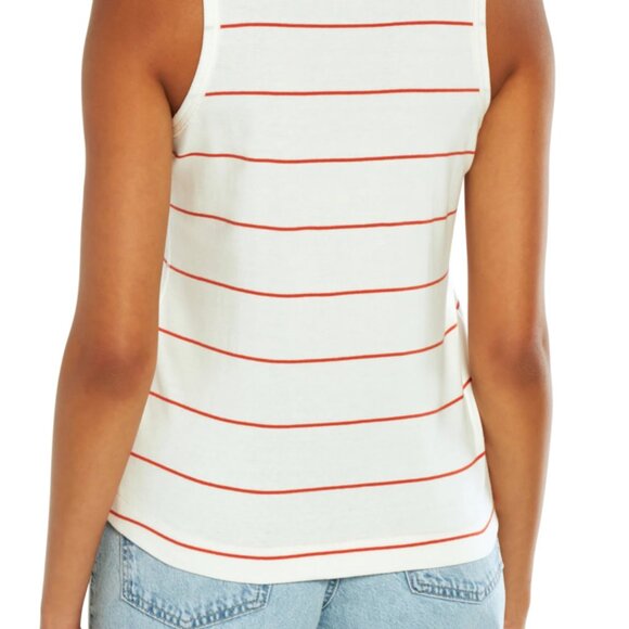 Three Dots Stripe Tank Orange and White Size Medium NWT - Picture 4 of 4